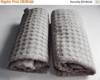 Summer sale Two Beige Waffle Kitchen Towels. Waffle tea towels. Waffle Towels.