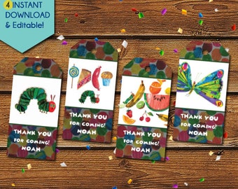 Very Hungry Caterpillar Thank You Tags, Very Hungry Caterpillar Party Favors, Very Hungry Caterpillar Birthday Tags, Party Tags, Gift Tags