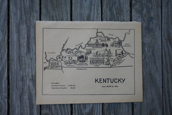 Kentucky Map / State Map Print / Original Coloring Book Page