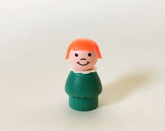 Vintage Fisher Price Little People Girl, Fisher Price Toys, Wooden Toy, Play Family, Red Hair, 1970s 1960s 1980s Childrens' Pretend Play