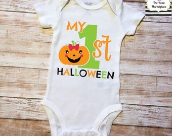 My 1st First Halloween Pumpkin Fall Holiday Girl Boy Infant Toddler Onesie Bodysuit Outfit