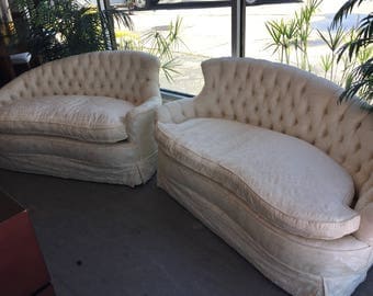 Gorgeous Hollywood Regency Tufted Fabulous Sofas, Pair