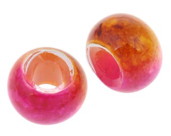 2 European Lampwork lampwork glass beads large hole