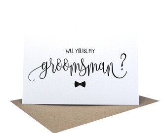 Will you be my Groomsman Card | Wedding Card | Script Font Bow Tie | WED058 | Page Boy Card | Best Man Card | Card Groomsman | Wedding Cards