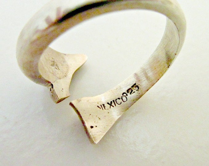 Sterling Cuff Ring - Silver Dolphin - Mexico Signed -Arrow ring