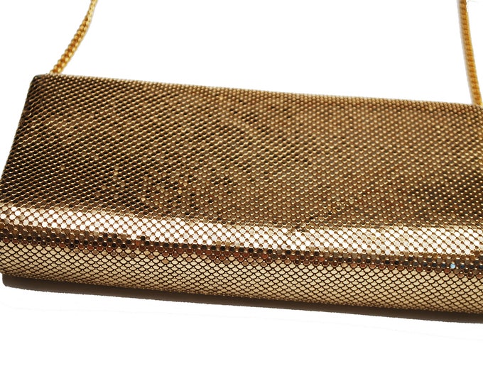 Whiting And Davis Purse - gold metal mesh - Signed - Evening Bag Wedding Bride