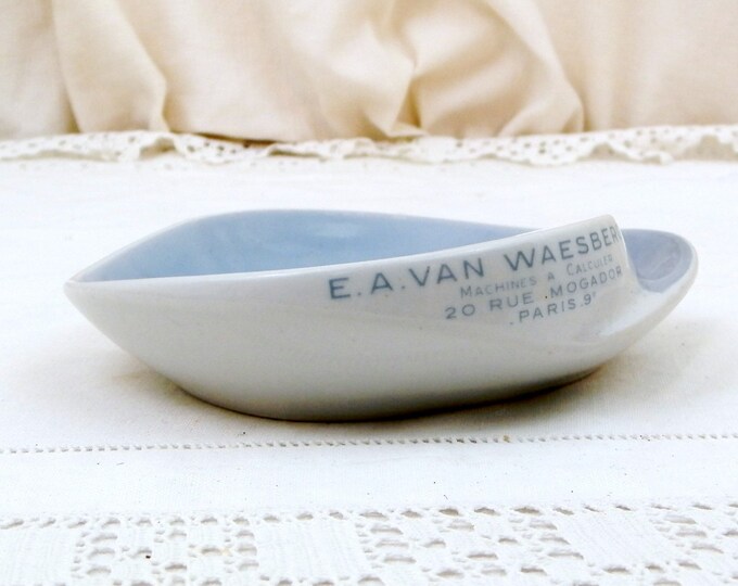 Vintage Mid Century Modern Ceramic Publicity Ashtray for Calculating Machine Shop in Paris Made by Altenkunstadt Bavaria, 1950 s Tobaccina
