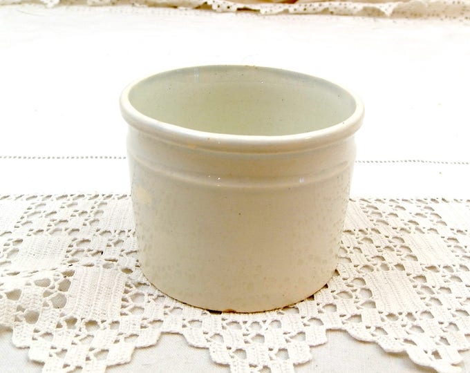 Small Antique French White Glazed Confit Pot by Creil et Montereau Faience, Earthenware Pate Rillette Bowl, Ceramic Shabby Chic French Decor