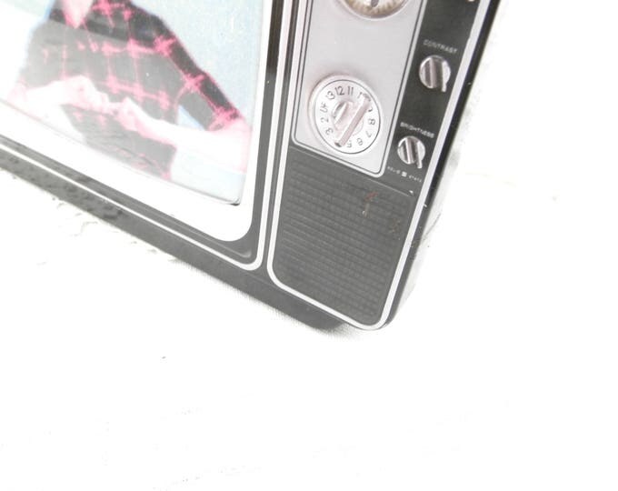 Vintage 1960s Television Screen Picture Frame made of Metal, Retro TV Easel Standing Photo Frame, 1970s Home Interior Decor from France