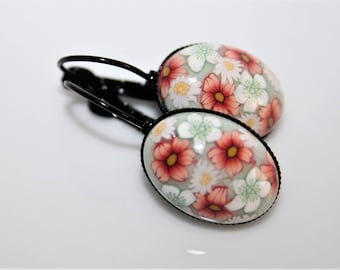 Earrings sleepers Amande peach polymer Cabochons