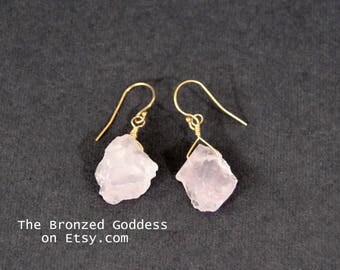 Rose Quartz Earring // Heart Chakra // Raw Rose Quartz // Crystal Earring // Rough Rose Quartz // Healing Crystal // Pink Quartz //