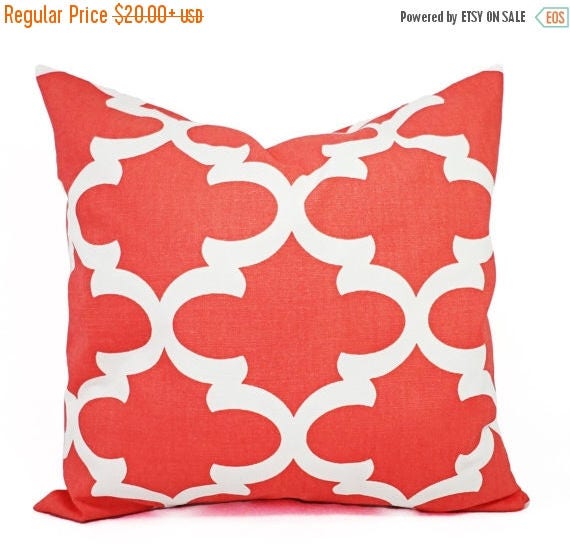 15% OFF SALE Coral Quatrefoil Pillows Throw Pillows Trellis