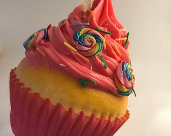Pink Frosting Cupcake Personalized Christmas Ornament