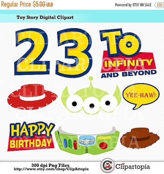 50% OFF SALE T. Story Digital Clipart / Diy Toy Story Party Printables / Toy Story Photo Props For Personal and Commercial Use / Instant Dow Il_570xn