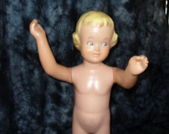 OLD KING COLE Inc Mannequin Child Plastic Buster Brown Fit size 2 dress Stands on own Vintage Very Unique 1960s