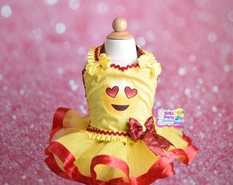 Emoji Love Tutu Dress/Emoji Costume/Emoji Dress/Pageant Wear/Halloween Costume/Halloween Tutu/Halloween Tutu Dress/Emoji Costume Dress