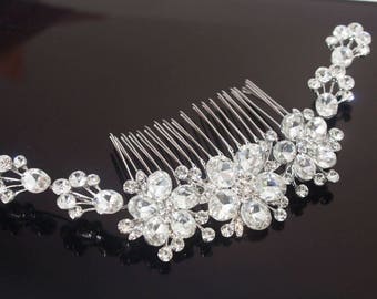 beautiful elegant wedding bridal flower hair comb crystal bridal hair accessory