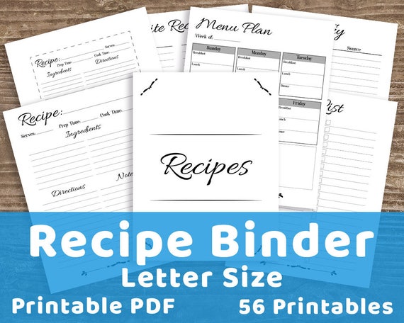 Recipe Binder Printable Recipe Organizer Recipe Template