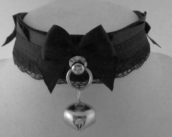 Plain black kitten play collar bdsm
