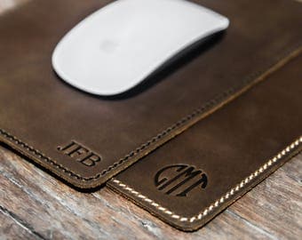 JooJoobs, Leather Mouse Pad, Mouse Pad, Leather mousepad, Monogram Mousepad, Laser engraved, Personalize mousepad