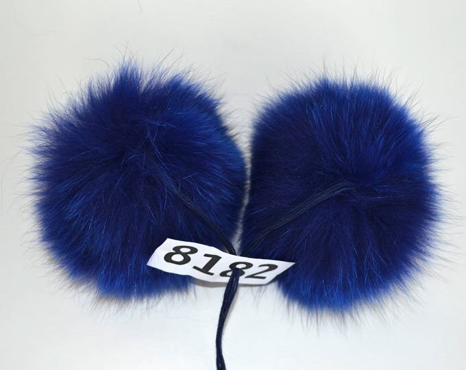 4,5" BLUE FOX Pom Poms- PAIR! Double Pom Poms, Fox Pom Pom, Fur Ears, Genuine Fur, Handmade Pom Pom, Fur Pom Pom Hat, Beanie, Knitted Hat