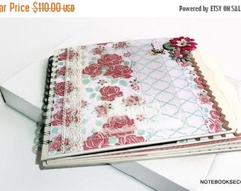 ON SALE Wedding Scrapbook Album Keepsake Memory Book Elegants Floral Cowberry Mint White Black Gift Photo Album