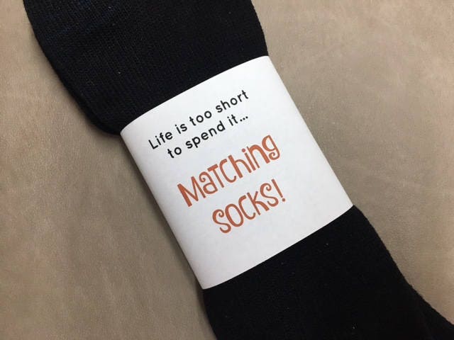 MEN'S SOCKS with Sock Label Sock Wrapper Gag Gift for