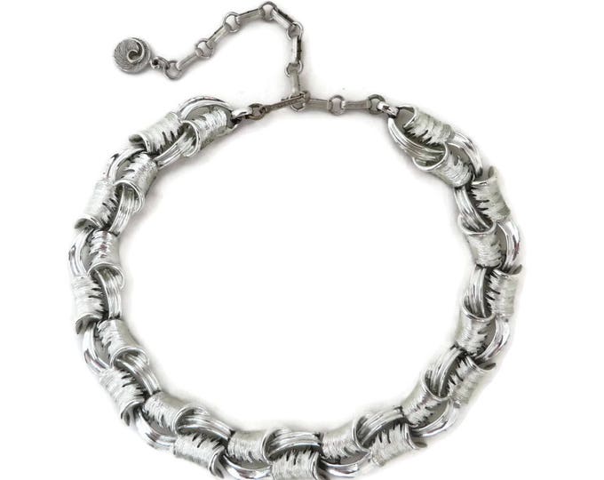 Lisner Demi Parure - Vintage Designer Necklace Bracelet Set, Chunky Silver Tone Links, Perfect Gift, Gift Box