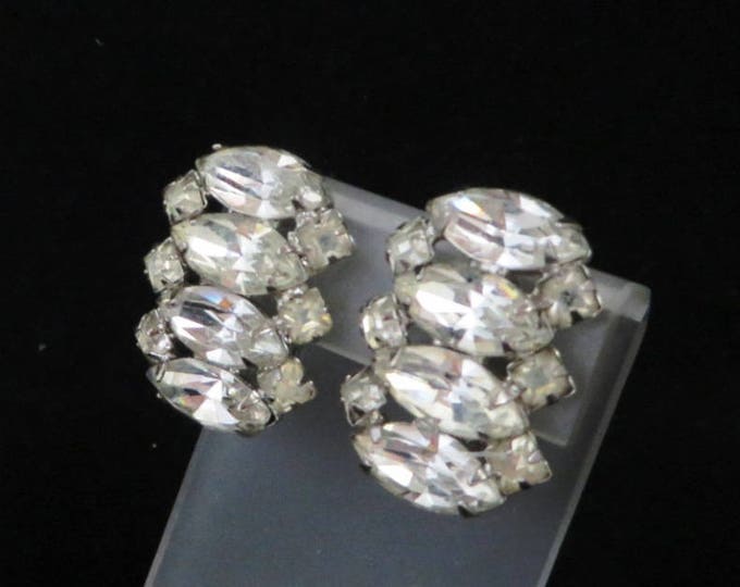 Bridal Earrings, Rhinestone Clip-ons, Weiss Earrings, Vintage Silver Tone Designer Signed Clip-on Earrings, Bridal Jewelry, Gift for Her