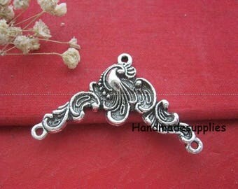 Set of 4 charms antique silver 3 unique connector loops (Cbiec)