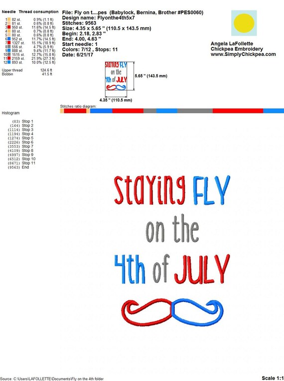 Download Embroidery Design Staying Fly on the 4th of July Mustache