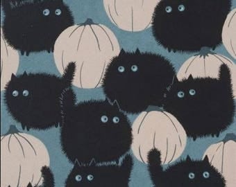 Halloween fabric, Black cat fabric, Alexander Henry's Belindas Big Kitty Ghastlies Collection