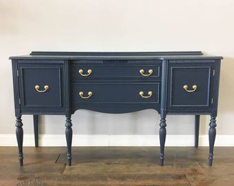 AVAILABLE: Navy Lacquer Buffet / Sideboard