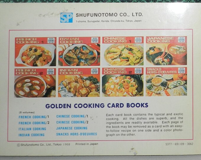 Chinese Cooking 1. Golden Cooking Card Book, 1968, by Shufunotomo Co.