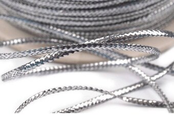 10 meters fine silver lurex cord 1 mm non-elastic