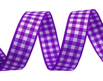 3 M 16 mm purple and white checkered gingham Ribbon