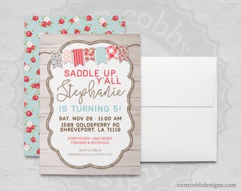 Personalized Shabby Chic Cowgirl Birthday Invitation