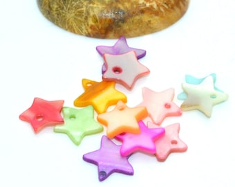 50 sequins 10mm mother of multi-colored stars