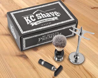 Personalized KC Shave Kit - Hair Shaving Brush & Razor Set - Monogram Shaving Set - Groomsmen gifts - RO165