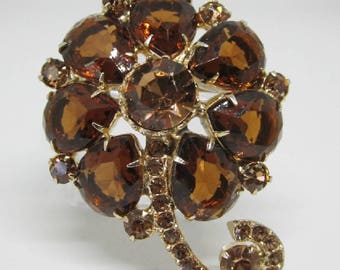 Vintage Rhinestone Jewelry - "Juliana" FlowerBrooch Pin - Verified - Delizza & Elster