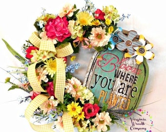 ON SALE CIJ Spring Wreath, Spring Door Wreath, Spring Wreath for Front Door, Spring Door Hanger, Grapevine Wreath, Spring Grapevine Wreath F