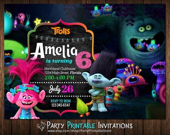 Trolls Invitation, Trolls Birthday Party, Trolls Birthday Invitation, Trolls Instant Download Invitation, Personalized, Printable