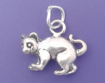 KITTEN or CAT Charm .925 Sterling Silver Small Pendant - lp4041