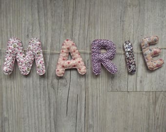 Garland name or letters for baby/child room decoration: model "Petites Fleurs"