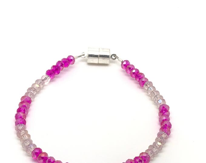 Pink crystal bracelet, pink jewelry, light pink crystal bracelet, light pink bracelet