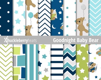 80% OFF SALE Teddy Bear Digital Paper, Teddy Bears, Digital Scrapbook Paper, Seamless Patterns, Printable, Commercial Use