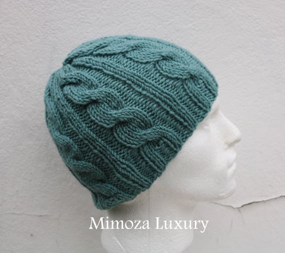 Pastel Green Men's Beanie hat, Hand Knitted Hat in pastel green beanie hat, knitted men's, women's beanie hat, winter beanie, green ski hat