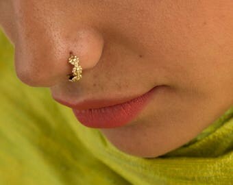 Gold Nose Ring, Rose Gold Nose Ring, Nose Hoop, Tribal Piercing, Gypsy Nose Ring, Cartilage Earring, Helix Hoop, Tragus Earring, 16-22 Gauge