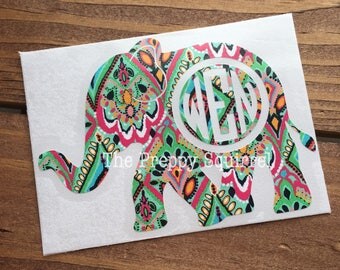 Elephant Monogram Decal | Preppy Monogram