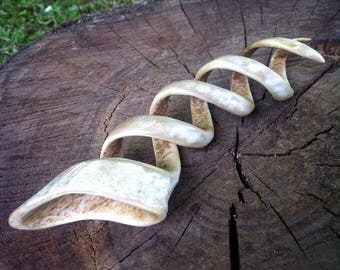 Large hollow Red Deer antler helix hair fork by Furnival's Workshop